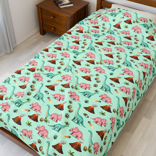 Dinosaur Print Plush Blanket - Cozy Kids Blanket, Nursery Decor, Birthday Gift, Soft Throw, Perfect for Indoor Snuggles
