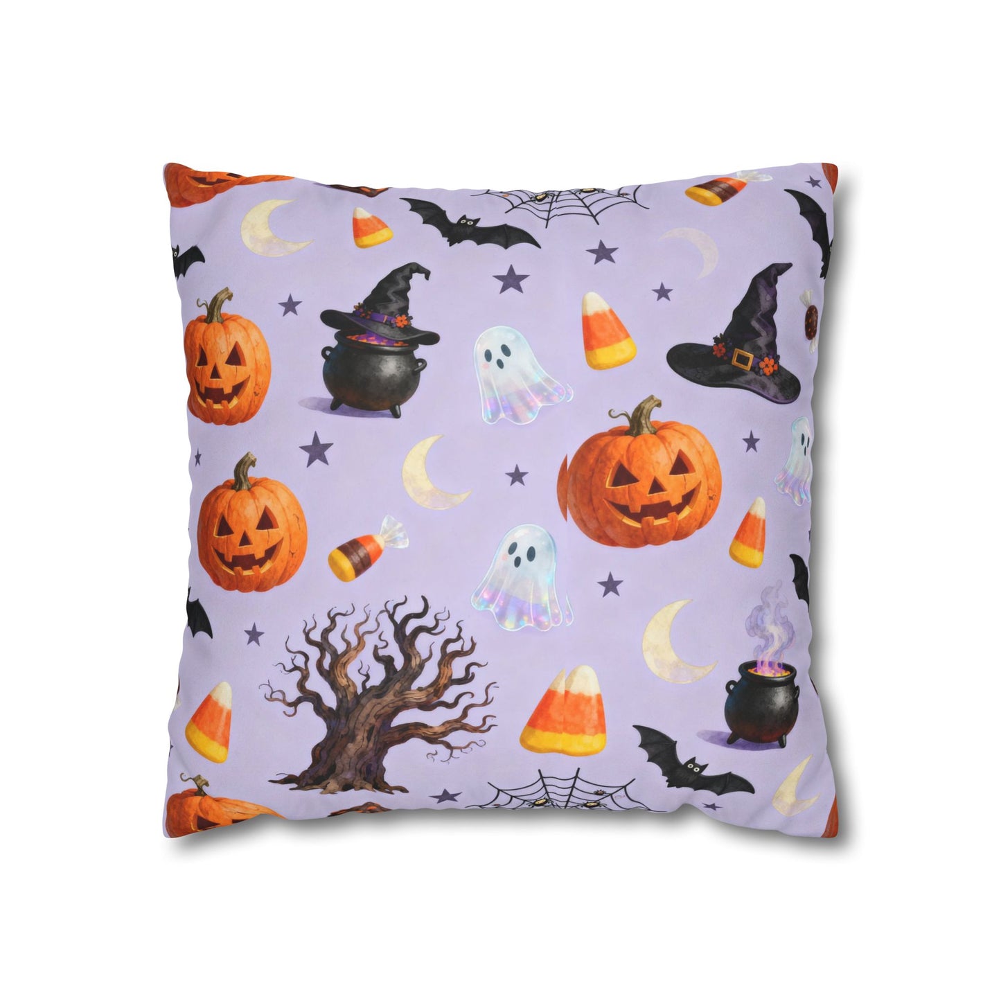 Halloween-Themed Faux Suede Pillowcase, Spooky Decor, Witchy Vibes, Cushion Cover, Fall Home Accents