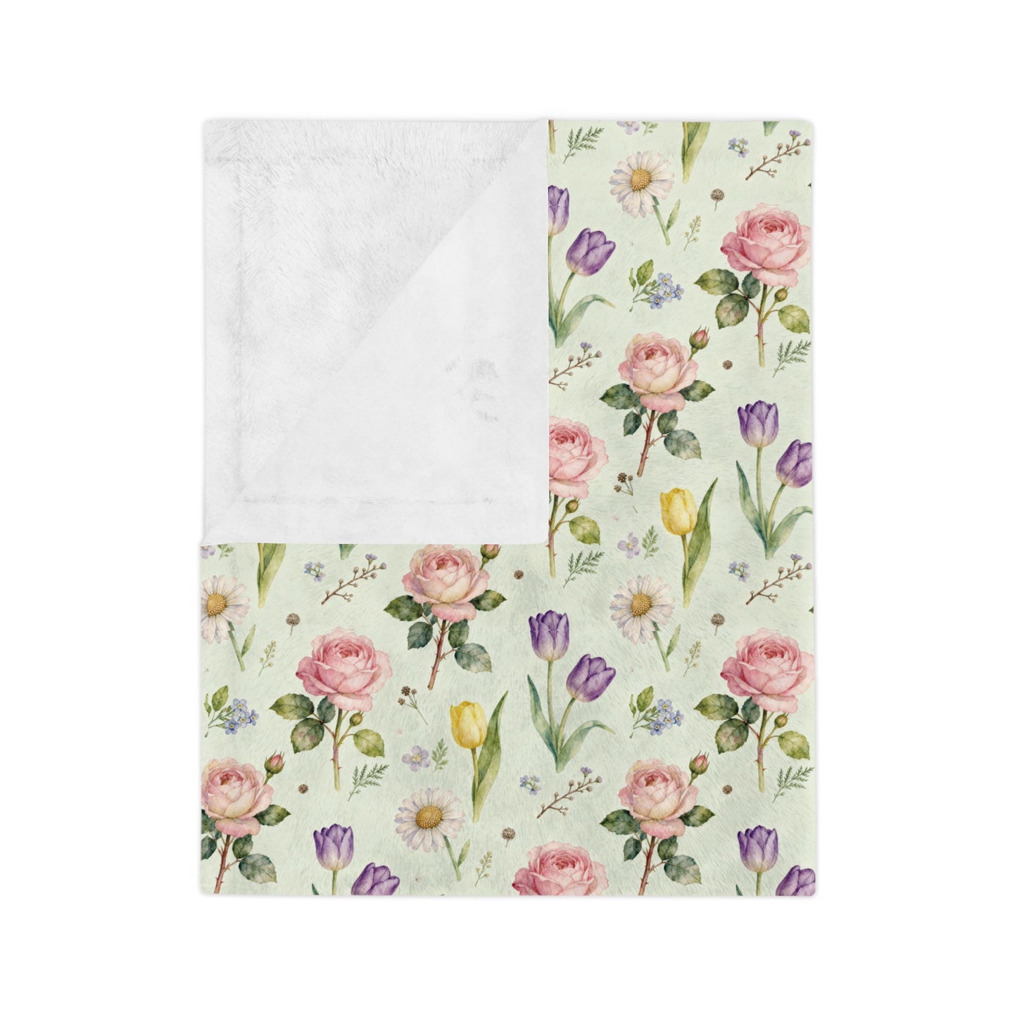 Floral Velveteen Microfiber Blanket, Cozy Throw, Soft Blanket for Home Decor, Spring Gift, Lightweight Comfort Blanket