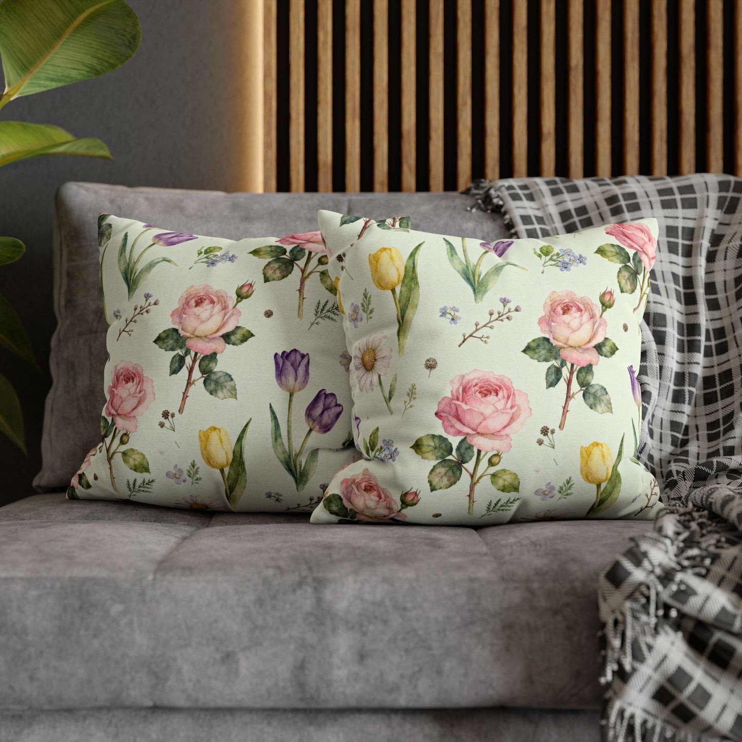 Floral Throw Pillow, Decorative Cushion Cover, Spring Home Decor, Gift for Mom, Accent Pillow for Living Room