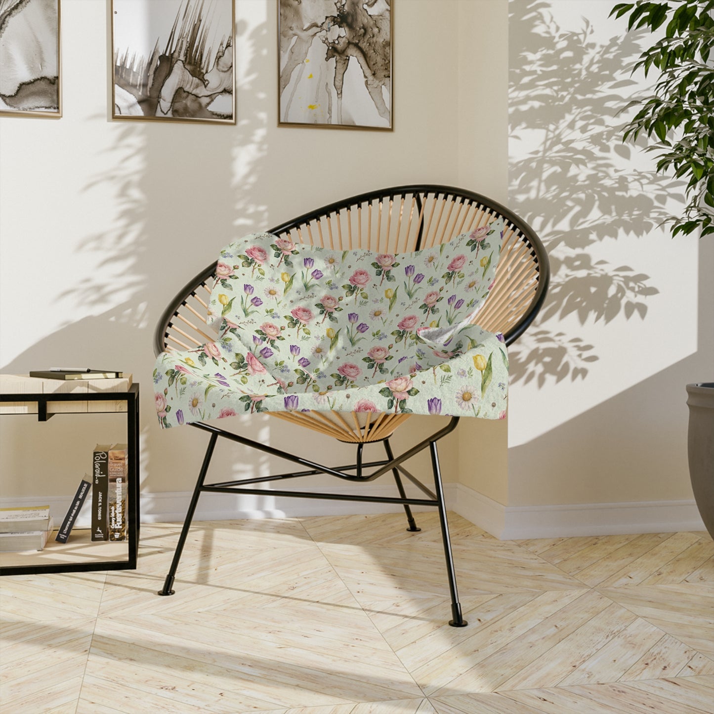 Floral Velveteen Microfiber Blanket, Cozy Throw, Soft Blanket for Home Decor, Spring Gift, Lightweight Comfort Blanket