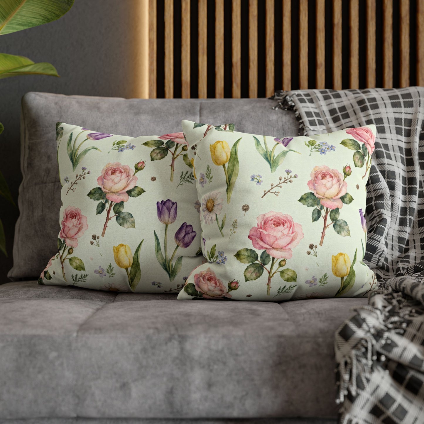 Floral Throw Pillow, Decorative Cushion Cover, Spring Home Decor, Gift for Mom, Accent Pillow for Living Room