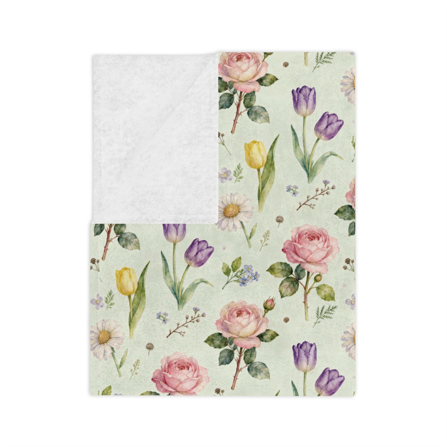 Floral Velveteen Microfiber Blanket, Cozy Throw, Soft Blanket for Home Decor, Spring Gift, Lightweight Comfort Blanket