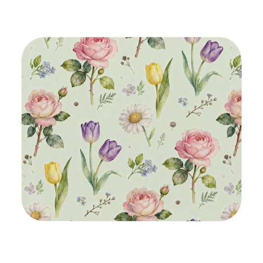 Floral Mouse Pad: Vintage Rose and Tulip Design, Perfect for Home Office, Gift for Her, Desktop Essentials, Mother's Day Decoration