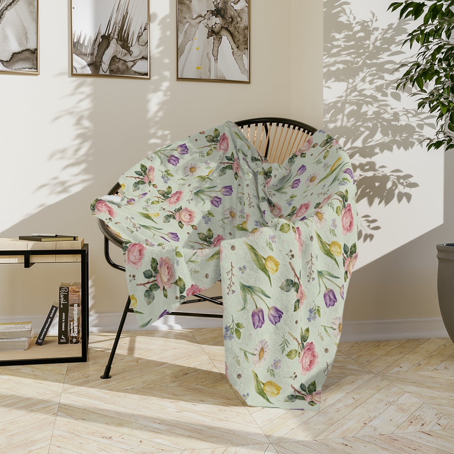 Floral Velveteen Microfiber Blanket, Cozy Throw, Soft Blanket for Home Decor, Spring Gift, Lightweight Comfort Blanket