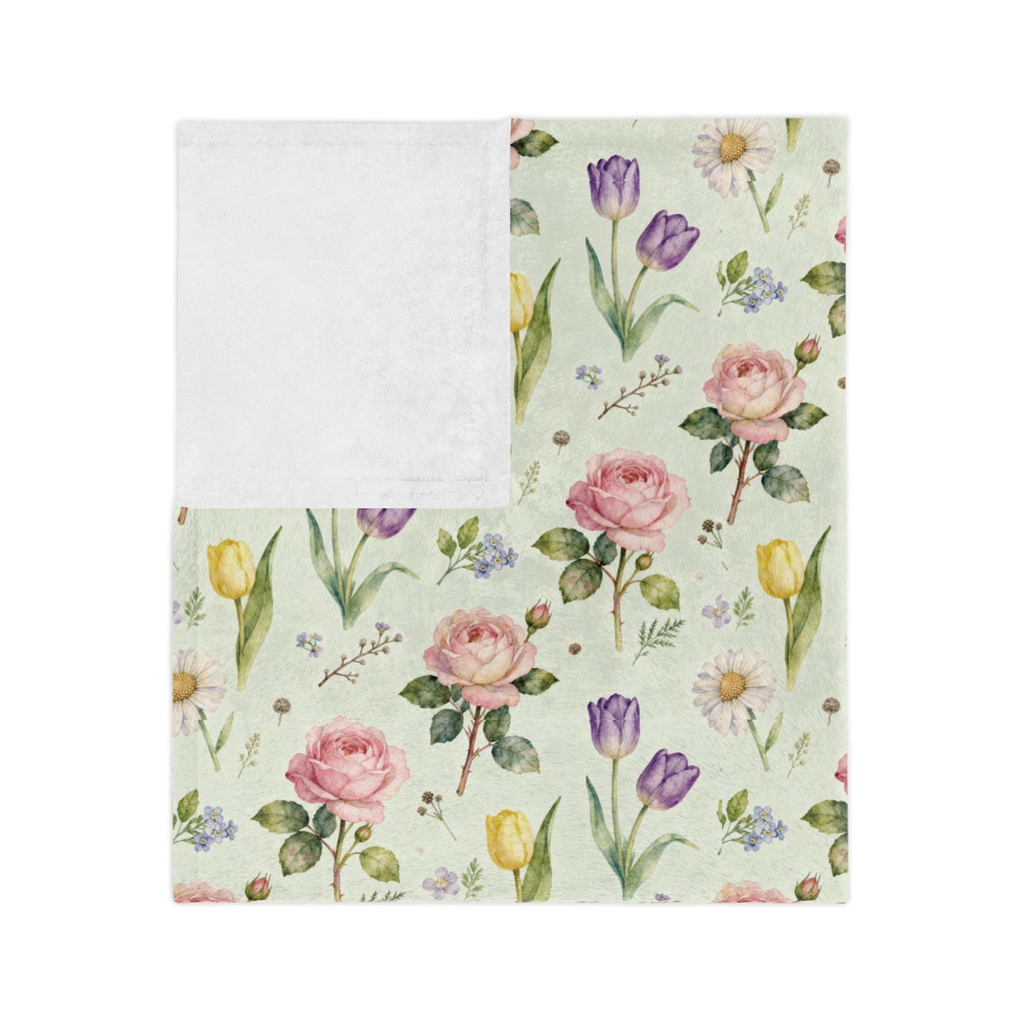 Floral Velveteen Microfiber Blanket, Cozy Throw, Soft Blanket for Home Decor, Spring Gift, Lightweight Comfort Blanket