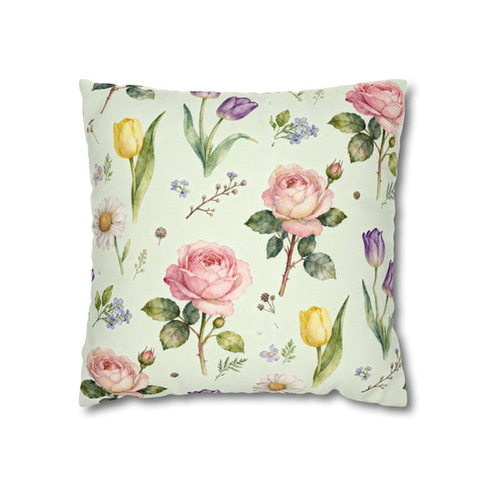 Floral Throw Pillow, Decorative Cushion Cover, Spring Home Decor, Gift for Mom, Accent Pillow for Living Room