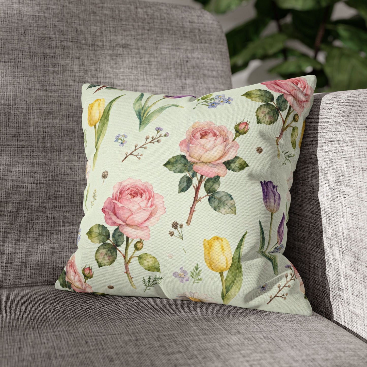 Floral Throw Pillow, Decorative Cushion Cover, Spring Home Decor, Gift for Mom, Accent Pillow for Living Room